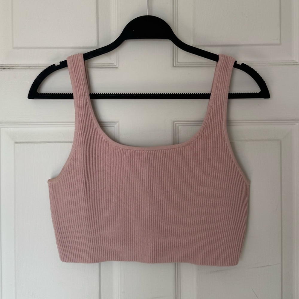 Babaton Blush Ribbed Scuplt Knit Crop Top